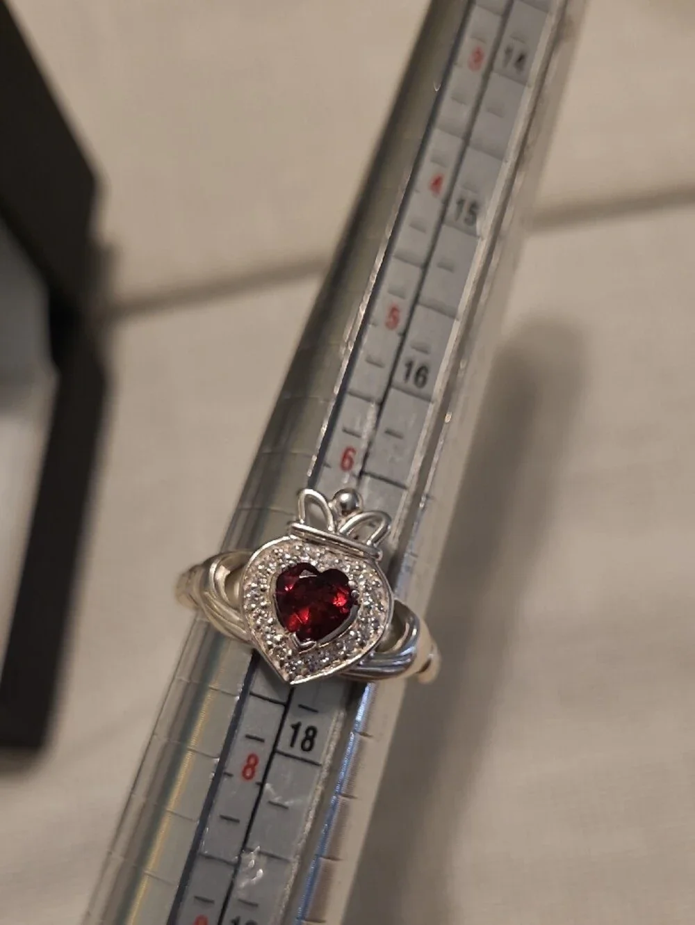 JMH Jewellery Sterling Siler Rhodolite Claddagh Ring